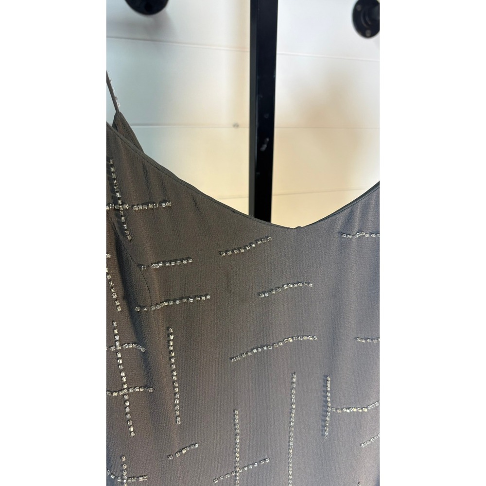 NWT Basix II Formal 100% Silk Grey Rhinestone Embellished Maxi Dress ($595) 4 - Picture 5 of 5